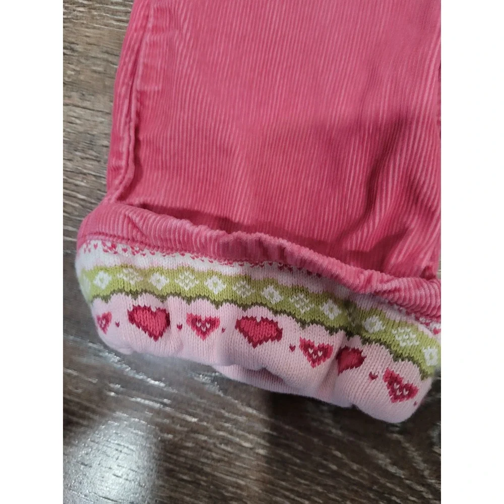 Gymboree Toddler Girls Pink Corduroy Pants Heart Pattern Cuffs Adjustable 4T #10